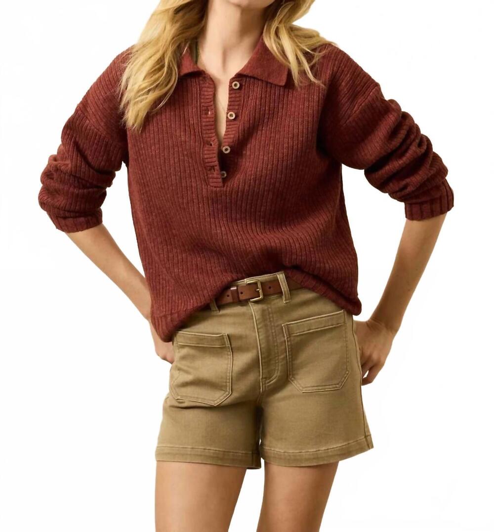 NEW FAHERTY women's miramar linen relaxed top in smoked paprika
